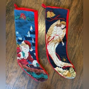 Pair of VINTAGE needlepoint stockings
